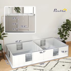 PawHut Two Rooms Design Dog Whelping Box With Washable Pee Pad, Adjustable Door, For Large Breed Dogs