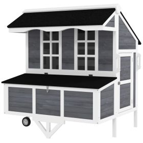 43" Chicken Coop with Wheels, Chicken Tractor with Nesting Box, Windows, Pull-out Tray, Perches, for 2-4 Hens, Gray