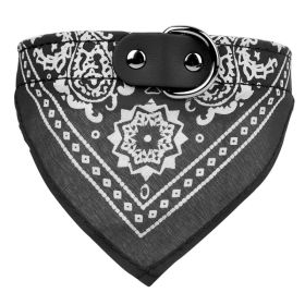 Adjustable Bandana Leather Pet Collar Triangle Scarf (Option: Black-L)
