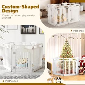 6-Panel HDPE Dog Playpen - Convertible Design (Playpen/Fence), Lockable Door, Suction Cups + Ground Stakes (Option: Default title)