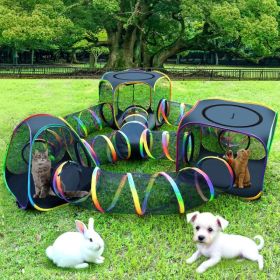 Portable Cat Enclosure - 7-in-1 Outdoor Catio with Tent & Tunnel, Foldable Playpen for Indoor Cats, Includes Storage Bag for Cats & Small Animals (Option: as shows)