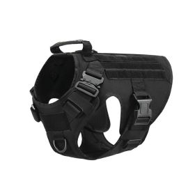 Military Tactical Dog Harness German Shepherd Adjustable Pet Dog Back (Option: Black-S)