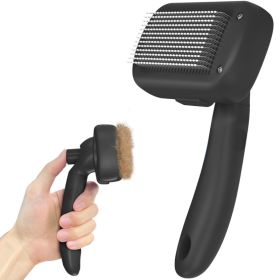 Self Cleaning Shedding Brush - Skin Friendly Grooming Tool For Dogs, Cats, And Puppies, Deshedding And Hair Removal For Long And Short Haired Pet (Option: Black)