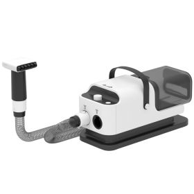 5 in 1 Dog Grooming Vacuum & Dryer w/ Clipper, 50dB Low Noise, Adjustable Speed & Temp, 1.8L Canister (Option: White-450x350x200 mm)