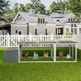 20.93ft Large Wooden Chicken Coop Outdoor Hen House With Nesting Box & Weatherproof Asphalt Roof, Walk-in Poultry Cage With Secure Locks, Metal M (Option: defaulttitle)