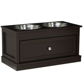 Large Elevated Dog Bowls with Storage Drawer Containing 11L Capacity, Raised Dog Bowl Stand Pet Food Bowl Dog Feeding Station, Brown (Option: Coffee Brown-700x380x220 mm)