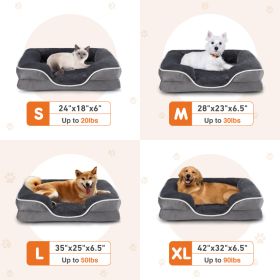 Memory Foam Pet Bed For Small Dogs & Cats With Washable Removable Cover Non-Slip Base Waterproof Liner (Option: Grey XL)