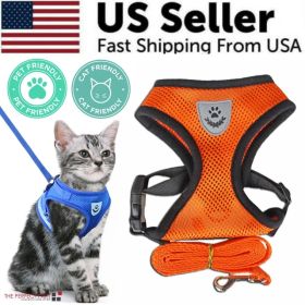 Cat Dog Pet Harness Adjustable Control Vest Dogs Reflective S M L XL Leash (Option: Orange-M)