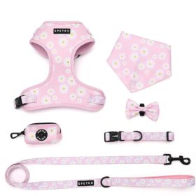 Small Dog Harness And Leash Set Of 6, No Pull Soft Lightweight Mesh Puppy Harness, Adjustable Cute Floral Pattern Pet Harness For Small Medium Do (Option: Pink Flowers)
