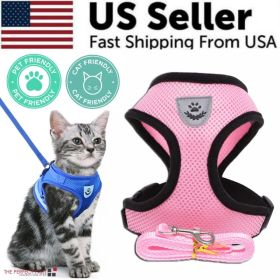 Cat Dog Pet Harness Adjustable Control Vest Dogs Reflective S M L XL Leash (Option: Pink-XL)