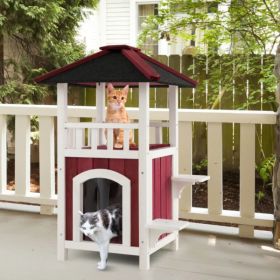 34"H Wooden Cat House (Option: Default title)