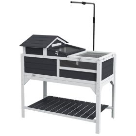 Tortoise Enclosure Tortoise House w/ Adjustable Lamp Holder, Storage Shelf, Removable Main House, Openable Lid, Gray (Option: Gray-1060x600x180 mm)