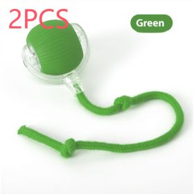 Interactive Cat Toy Ball Super Drive Cat Rolling Ball (Option: With Rope Style Green 2PCS)