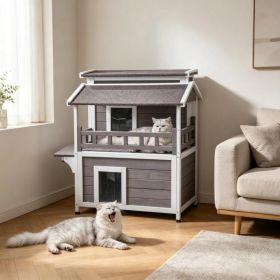 Wooden Cat House with Easy to Clean and Waterproof Protection for Outdoor (Option: Default title)