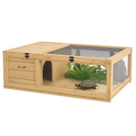Wooden Reptile Cage with Top Access for Turtles, Lizards, Snakes, Yellow (Option: Yellow-990x655x85 mm)