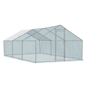 20 x 10 ft Large Metal Chicken Coop, Walk-in Poultry Cage Chicken Hen Run House with Waterproof Cover, Rabbits Cats Dogs Farm Pen for Outdoor Bac (Option: Default title)