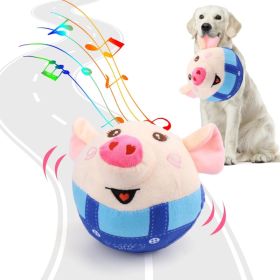 Interactive Dog Toys Pig, Jumping Squeaky Dog Toys With Recording And Music Modes, Rechargeable Moving Dog Chew Toys (Option: White)
