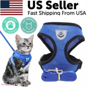 Cat Dog Pet Harness Adjustable Control Vest Dogs Reflective S M L XL Leash (Option: Blue-S)
