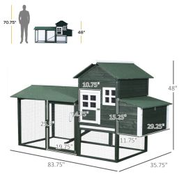 Wooden Chicken Coop, Hen House Outdoor With Run Nesting Box, Asphalt Roof, Removable Tray, Multiple Packages Shipped. Please Pay Attention To The (Option: Green)