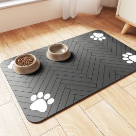 Absorbent Pet Feeding Mat 20x12 Inch, Waterproof Rubber Backing, Dark Gray Striped (Option: Dark Gray)
