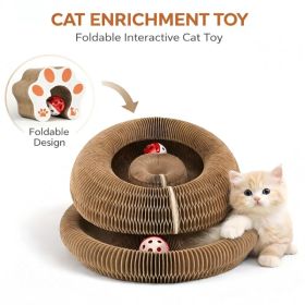 Kitty Curls Cat Toy - Foldable Accordion Cat Scratcher withBall - Magic Organ Cat Scratch Board for Interactive Play -Calming Features (Option: Default title)