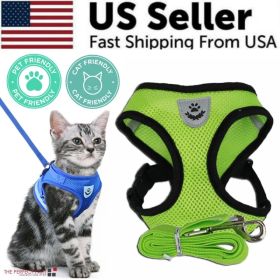Cat Dog Pet Harness Adjustable Control Vest Dogs Reflective S M L XL Leash (Option: Green-L)