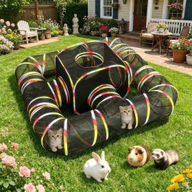 Outdoor Rainbow Cat Enclosure, 5 In 1 Portable Cat Tents For Outside Cage Free Outside Pet Enclosure Cat Tunnel Outdoor Playground For Indoor Cat (Option: A)