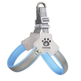 Pet Dog Harness, Pet Harness With LeashSet, Adjustable Puppy Harness ComfortableReflective Easy Control Dog With Leather Leash,.No-Pull No Choke (Option: Blue-S)