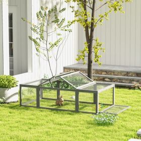 Large Wooden Rabbit Hutch Small Animal Habitat Enclosure Outdoor Run And Lockable Doors - Gray (Option: Gray)