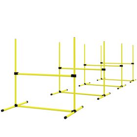 4 Piece Dog Agility Set with Adjustable Height Jump Bars, Carry Bag, Displacing Top Bar, Yellow Yellow (Option: Yellow-950x180x180 mm)