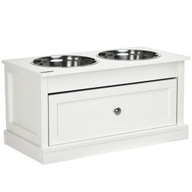 Large Elevated Dog Bowls with Storage Drawer Containing 11L Capacity, Raised Dog Bowl Stand Pet Food Bowl Dog Feeding Station, White (Option: White-700x380x220 mm)