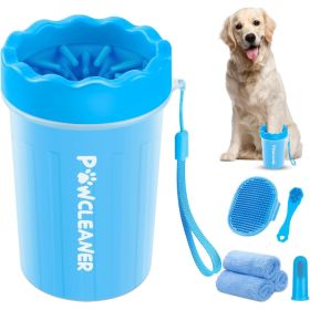 Professional 7 In 1 Dog Paw Cleaner For Dogs & Cats  Includes 1 Portable Paw Washer 1 Bath Brush 2 Dog Toothbrushes And 3 Absorbent Towels Note F (Option: Blue)