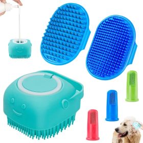 6PCS Dog Bath Brush  Dog Toothbrush Adjustable Handle Shampoo Brush  Scrubber For Short  Long Haired Dogs Cats  Effectively Solve Odor Stain Remo (Option: Blue)