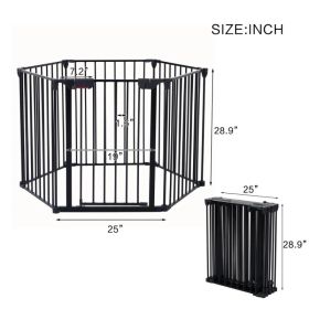 150" Adjustable Safety Gate 6 Panels Play Yard Metal Doorways Fireplace Fence Christmas Tree Fence Gate For House Stairs Gate Prohibited Area Fen (Option: defaulttitle)