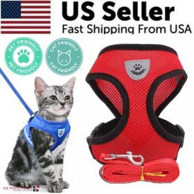 Cat Dog Pet Harness Adjustable Control Vest Dogs Reflective S M L XL Leash (Option: Red-L)