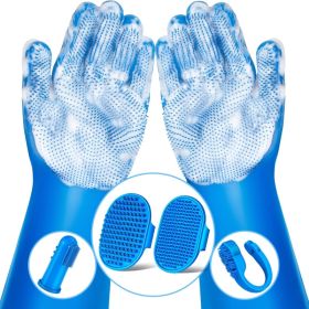 6PCS Grooming Bath Supplies For Dogs, Cats Dog Washing Gloves Dog Bath Brush Dog Shower Brush Pet Grooming Gloves Dog Grooming Kit Pet (Option: Blue)