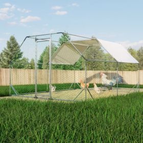 10 ft. x 13 ft. Galvanized Large Metal Walk in Chicken Coop Cage Farm Poultry Run Hutch Hen House (Option: Default title)