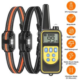 Dog Training Collar with Remote Rechargeable Dog Training Collar IP68 Waterproof with 4 Training Modes 3 Channels for Medium and Small Dogs (Option: (Yellow_2Collar))