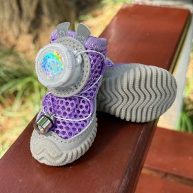 2026 New Glowing Dog Shoes 4PCS LED Light-Up Anti-Slip Paw Protector For Small Medium Dogs Night Safety Visibility Outdoor Shoes (Option: Purple-XS   1.18W   1.57L)