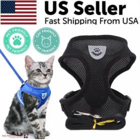Cat Dog Pet Harness Adjustable Control Vest Dogs Reflective S M L XL Leash (Option: Black-M)