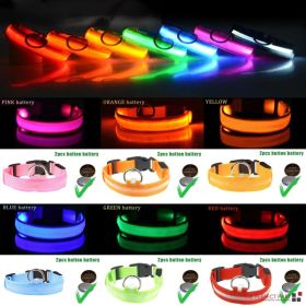 LED Adjustable Dog Collar Blinking Flashing Light Up Glow Pets Safety Waterproof (Option: M-Blue)