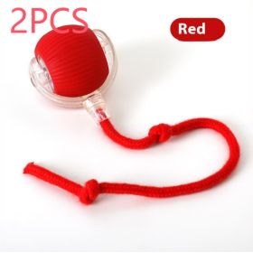 Interactive Cat Toy Ball Super Drive Cat Rolling Ball (Option: With Rope Style Red 2PCS)