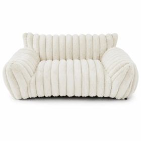 Cute Cat Couch For Pets - Fluffy Cat Beds With Premium Soft Corduroy Fleece, Fuzzy Cats Beds For Indoor Cats With Removable Washable Cover, Suppo (Option: White-M)