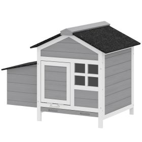 Wooden Chicken Coop Outdoor with Nesting Box, Pull-Out Metal Tray, for 1-2 Chickens, Rabbits, Ducks, 36" x 25" x 27" (Option: Gray-740x590x240 mm)