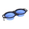 Rubber Folding Double Bowl Portable Pet Feeding Watering Bowl Outdoor Dog Food Bowl Multicolor Utensils