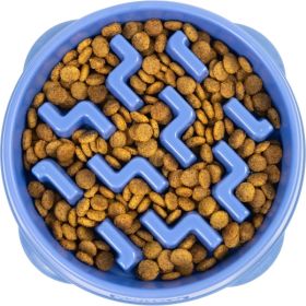 Feeder Slo Bowl  Medium 2Cup Capacity, Slow Feeding, Small To Medium Dogs  Cats, Non Slip, Blue, Notch Pattern (Option: Blue)
