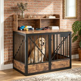 Dog Crate Large Capacity Multifunctional Spacious Top Pet Kennel With 2 Open Storage Compartment (Option: Default)