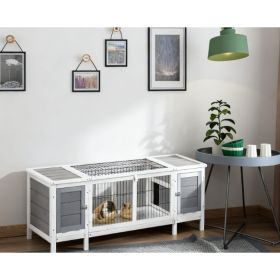 Pet House With Pull-Out Tray, And Divided Board For Indoor, White (Option: Gray White)
