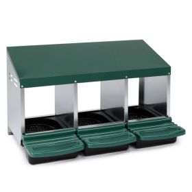 3 Compartment Roll Out Chicken Nesting Box With Plastic Basket, Egg Nest Box Chicken Laying Box Hens Chicken Coop Box, Green (Option: defaulttitle)